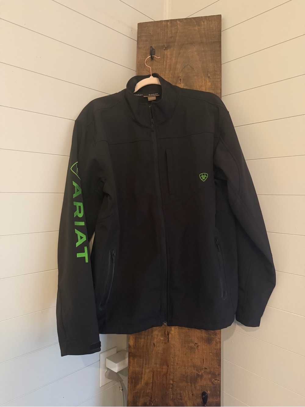 Ariat Black Softshell Jacket with Green Logo Accents